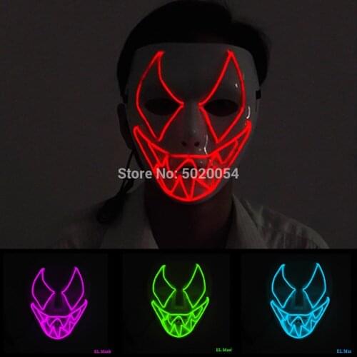 EL Luminous Clown Mask Cosplay LED Light Up Glowing Mask Halloween & Carnivals Party Costumes Christmas Easter Hot selling