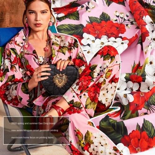 European show new spring/summer fashion printed fabric Sicily series Mingyan smart geranium printed clothing factory store spot