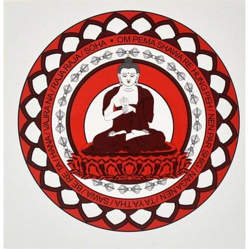 Feng Shui 5Pcs Buddha Vairocana Window Wall Sticker - Red Buddha W4282
