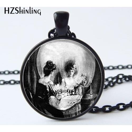 HZ--A379 Wholesale Glass Dome Jewelry Skull Necklace Skull jewelry glass cabochon necklace art gift for Women or Men HZ1