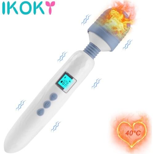 IKOKY 36 Speed LCD AV Stick Vibrator Female Masturbation Massager Magic Wand Clitoris Stimulate Heated G Spot Vibrator