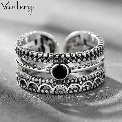 Personality Exaggerated Gothic Black Round Rings For Women Charm Engagement Jewelry Girls Open Finger Knuckle Rings