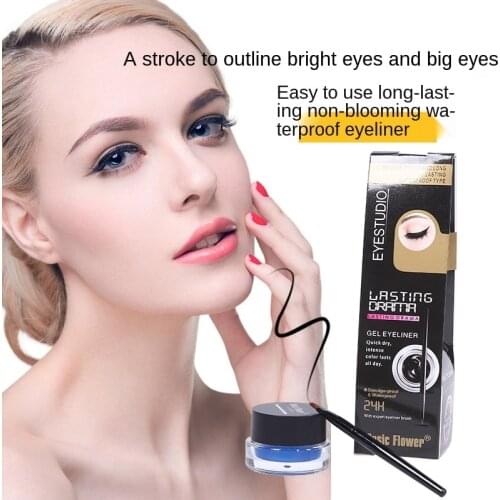 Music Flower Eye Liner Quick Drying Makeup Brushes For Eyeliner 3 color Waterproof Blue Gel Cosmetic Tool