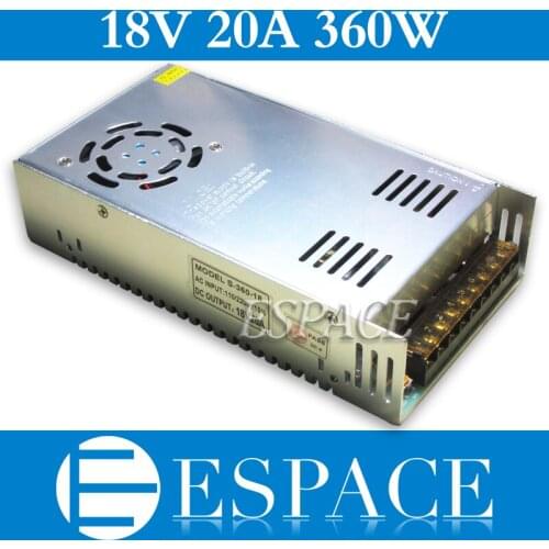Best quality 18V 20A 360W Switching Power Supply Driver for CCTV camera LED Strip AC 100-240V Input to DC 18V free shipping