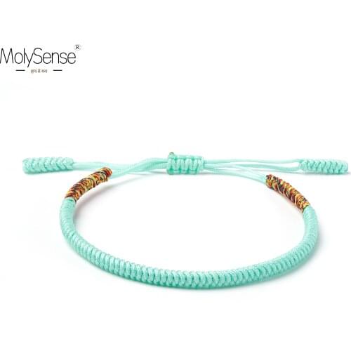 MolySense Tibetan Buddhist Love Lucky Charm Tibetan Bracelets & Bangles For Women Men Handmade Knots Mint Rope Budda Bracelet
