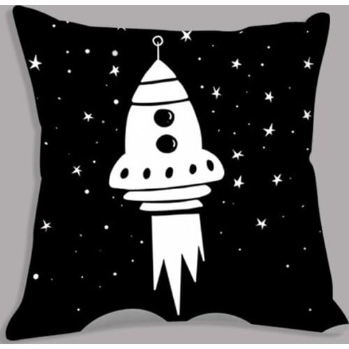 Cartoon Cushion Rocket Hand Reach For The Stars Quote Printed Throw Pillow Decorative Cushion For Sofa Chair Car Home Decor