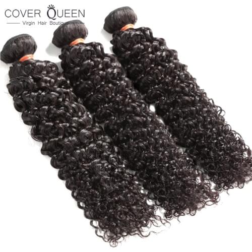COVER QUEEN Onecut Hair 6-28 Inch Mongolian Kinky Curly Virgin Hair 100% Curly Human Hair Weave Bundles 3 Pcs Natural Color