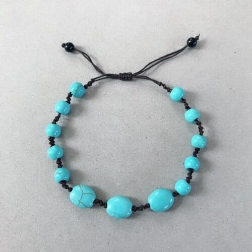 Cute Small Natural Marble Stone Hand Braided Adjusted Bracelet