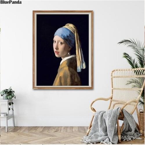 Netherlands Girl With A Pearl Earring Picture Classic Oil Canvas Paintings Wall Art Prints Living Room Decoration Home Decor