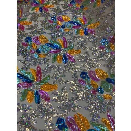 Nigerian sequins lace SYJ-58687 french net Fabric latest African tulle Lace Fabric with sequins