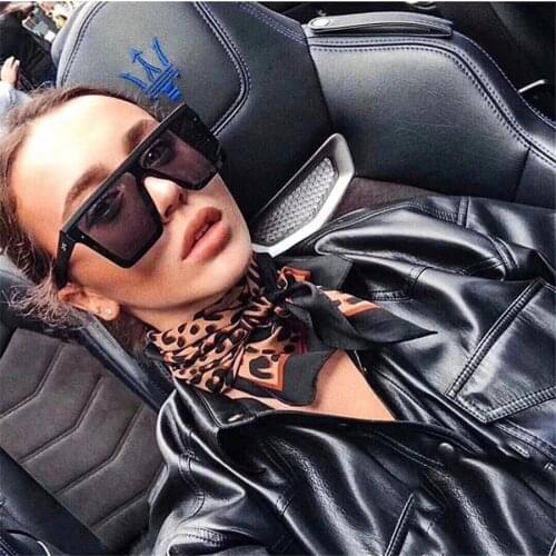 New 2020 Flat Top Oversize Square Sunglasses Women Fashion Retro Gradient Blue Sun Glasses Men Big Frame Vintage Eyewear UV400