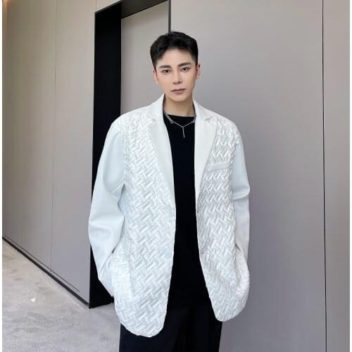 The new autumn of 2021 high sense personality woven Mosaic small suit fashionable fried casual mens suit coat