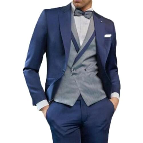New Arrival 2020 Fashion Formal Italian Mens Bespoke Business Wedding Suits Male 3 Pieces Grooming Tuxedos Suits Traje Hombre