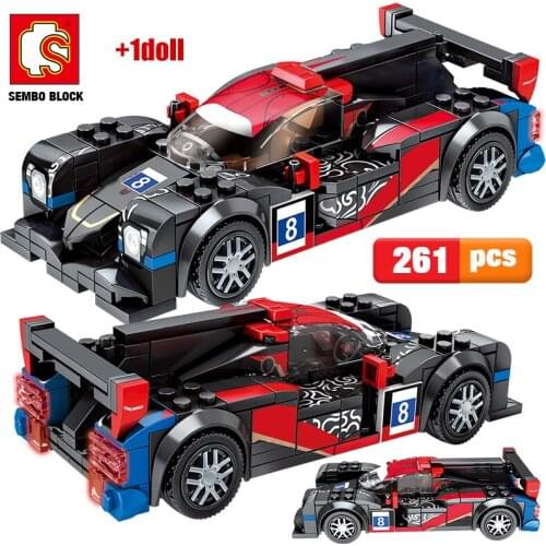 New City Pull Back Super Vehicle Building Blocks Sembo Electric Racing Car MOC Model Creator Bricks Educational Toy For Children