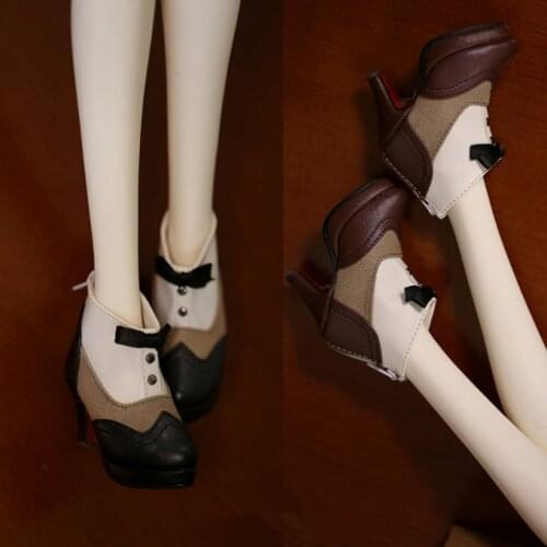BJD doll shoes are suitable for 1/3 SD10 SD16 size bow tie matching color high heeled deacon ankle boot doll accessories