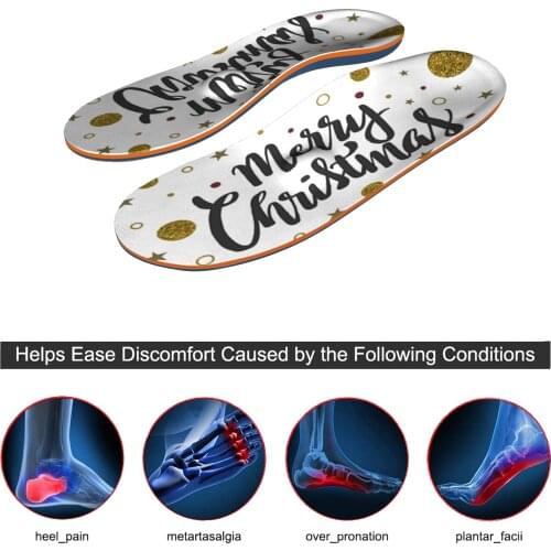 Christmas Design Inserted EVA-Orthotic Arch Support Insoles with Orthopedics for Flat Feet Foot Full Length, iFitna