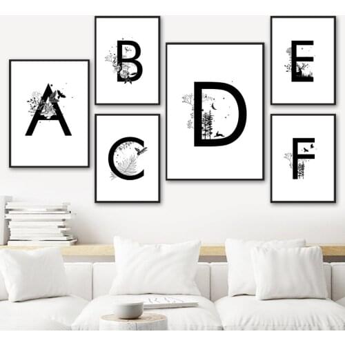 Custom Baby Name Sheet Alphabet Canvas Wall Art Canvas Painting Nordic Posters And Prints Wall Pictures For Living Room Decor