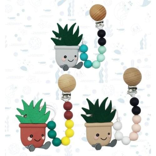 Silicone Cartoon Cactus Shape Teether Food Grade Newborn Infants Toddler Teething Toy Baby Soother Molar Beads Wholesale