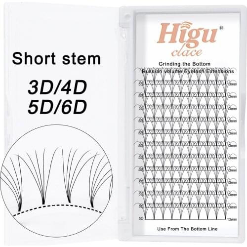 Higuclace Russian Premade Volume Lashes 3d/4d/5d/6d Short Stem Eyelash Extensions Faux Mink Fans Lash C/D Curl Makeup Cilios