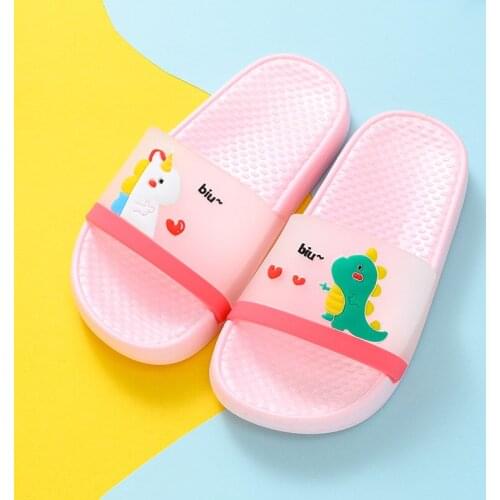 2020 New Kids Slippers Dinosaur Pattern Children Beach Shoes Baby Boy Girl Home Flip Flops Soft Bottom Non-slip Bathroom Slides