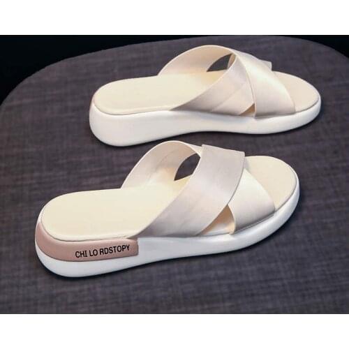 Leather Flip Flops Woman Hi Tops Summer Sandals Anti-Slip Luxury Summer Woman Shoe Glitter Women Slippers 2021 New Style Tennis