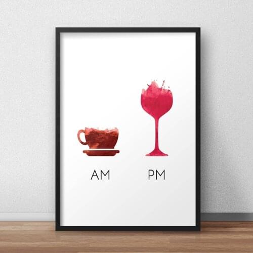 Funny Wine Quote Less Whine More Wine Poster Canvas Art Print , Humour Wine Wall Picture Canvas Painting Bar Art Decor