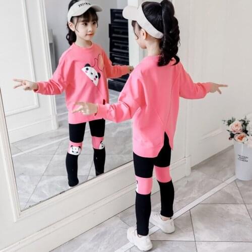 Kids Clothing Autumn Spring Girl Set New Fashion Letter Print Tops+Leggings Pants 2pcs Hip Hop Tracksuit Children Costume Outfit