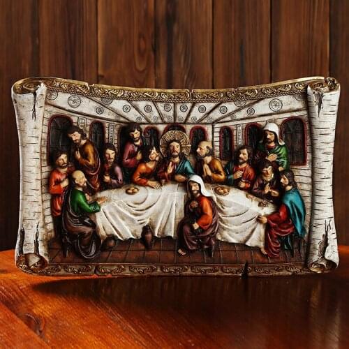The Last Supper Embossed Crafts Travel Business Gifts statues et sculptures Catholic Christianity 3D Resin Craft Church supplies