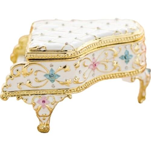 TT Piano Jewelry Box Small Exquisite Crystal Enamel Decoration Girl Birthday Mothers Day Gift