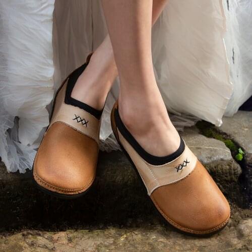 2021 New Original Genuine Leather Flat Shoes Women Casual Retro Four-season Handmade Shoes Soft Mother Shoes 2-822-1