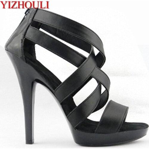 Comfortable sexy Roman sandals, model heels 13 cm platform platform sandals high heels stage shoes
