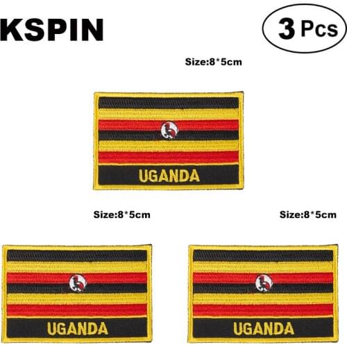Uganda Rectangular Shape Flag patches embroidered flag patches national flag patches for clothing DIY Decoration
