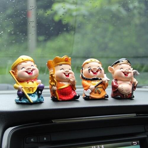Car Ornaments 4PCS Q Version Journey To The West Resin Doll China Ethnic Auto Dashboard Decoration Accessories Christmas Gifts