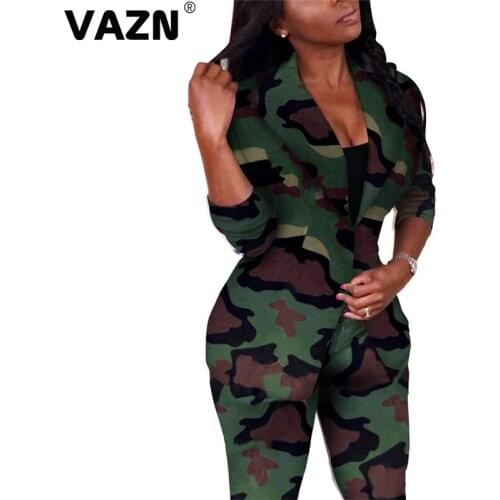 VAZN WNY8863 New Plus Size Formal Untidy Vintage Office High-end Style Full Sleeve Blazer Long Pants Slim Women 2 Piece Set