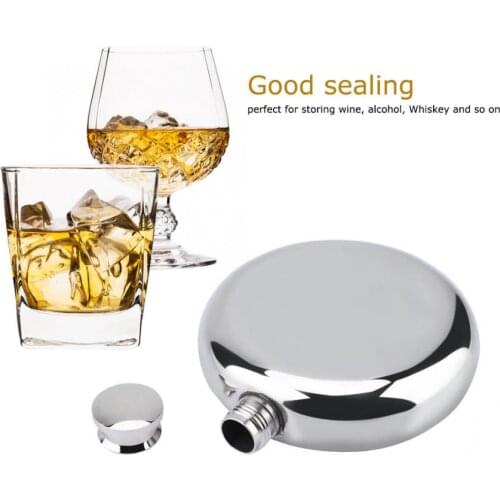 5oz/150mL Portable Stainless Steel Wine Whiskey Flask Round Alcohol Bottle Male Gifts Hip Flask Drinkware Bottle