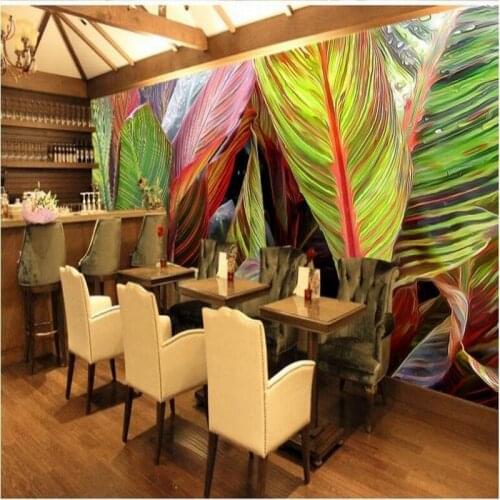 Wellyu Custom large - scale murals hand - painted tropical rain forest plant banana leaf background wall wallpaper