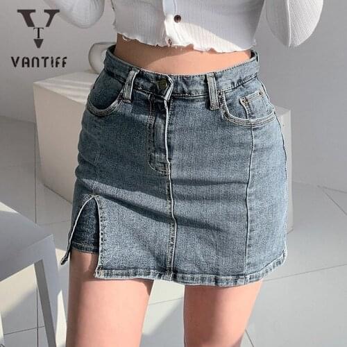 2020 Summer Women New Denim Open Fork Skirt Fashion Anti-walking Light Skirt Pants Bag Hip Y2k Skirt Women Mini Skirt Streetwear