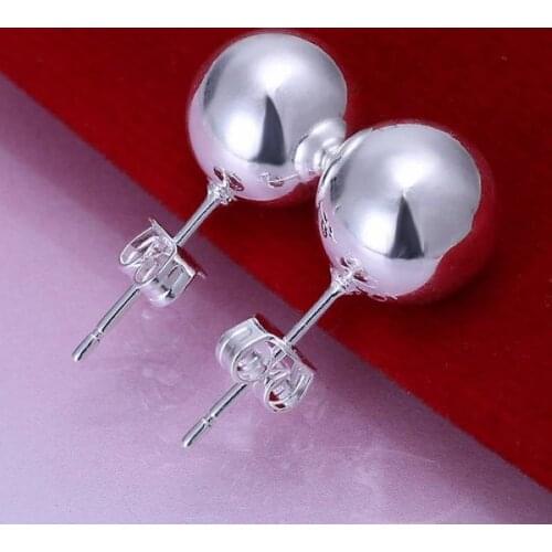 10MM classic women fashion women high quality silver color wedding stud girl Earring Jewelry factory price free shipping E074