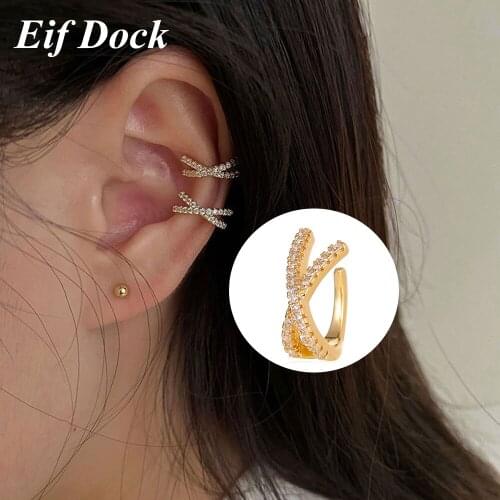 Punk Gold Color Inlaid Zircon Ear Cuff Ear Clip for Women No Pierced C Shape Geometric Small Earcuff Ear Wrap Earcuff Clips Jewe