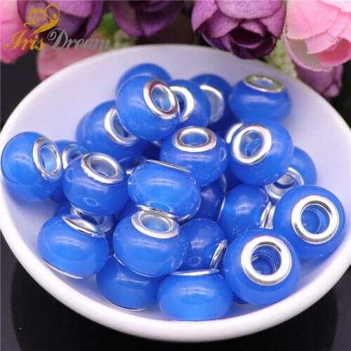 10pcs Mixed Color Cute Jelly Beads for Jewelry Making Large Hole Beads Spacer fit Pandora Bracelet Chain Necklace DIY Earrings