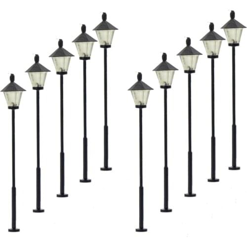 10pcs Model Railway Led Lamppost Lamps Street Lights HO Scale 5.7cm 12V New LYM07 model outdoor lamp yard light leds