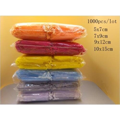 1000pcs 24 Colors party favors Jewelry bag 5x7 7x9cm 9x12 10x15cm Wedding Gift Organza bag Jewelry Packaging Drawstring Pouches