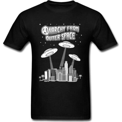 2020 Anarchy From Outer Space Novelty Teens Top T-shirts Black Cotton Short Sleeve Custom Cartoon Man Tshirt