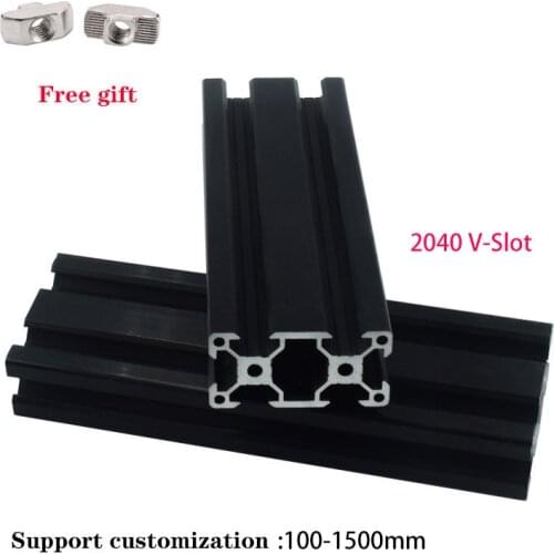 4pcs 2040 V- Slot Aluminum Profile Extrusion Frame Black European Standard 100mm-1200mm Anodized Linear For CNC 3D Printer Parts
