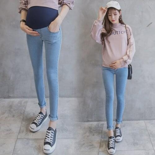 4869# Maternity pants Spring Autumn Maternity Jeans Belly Support Pants Elastic Waist Maternity Trousers