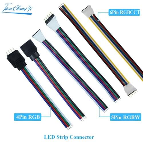 4pin 5pin 6pin Male Female strip to controller Adapter Cable Wire for 5050 3528 SMD RGB RGBW RGB+CCT LED Strip light 5pcs