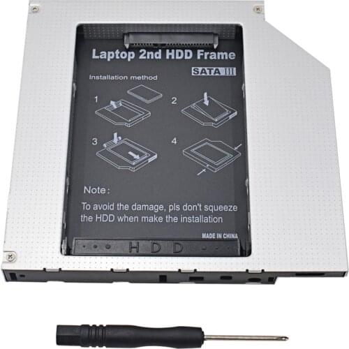 Aluminum 2nd HDD Caddy 12.7mm SATA To SATA 3.0 SSD Case Hard Disk Driver Enclosure For Notebook Enclosure Optibay