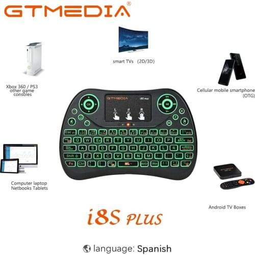 GTMEDIA Backlight I8S Plus i8 Spanish 2.4GHz Wireless Mini Keyboard Air Mouse Touchpad Controller for Android TV BOX Smart Phone