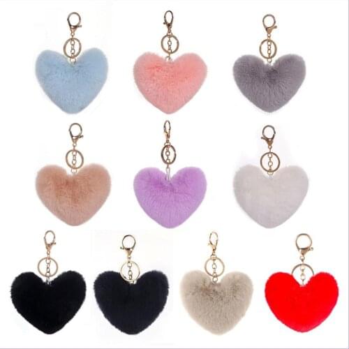 Handmade Accrssories Key Chains Pendants Cute Keychain Plush Heart Womens Bags Colorful Love Key Ring Charming Decoration