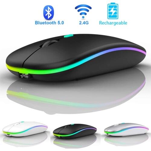 RGB Wireless Bluetooth Computer Mouse Silent Rechargeable Ergonomic Tablet Mause LED Backlit USB Optical Slim Mice For PC Laptop